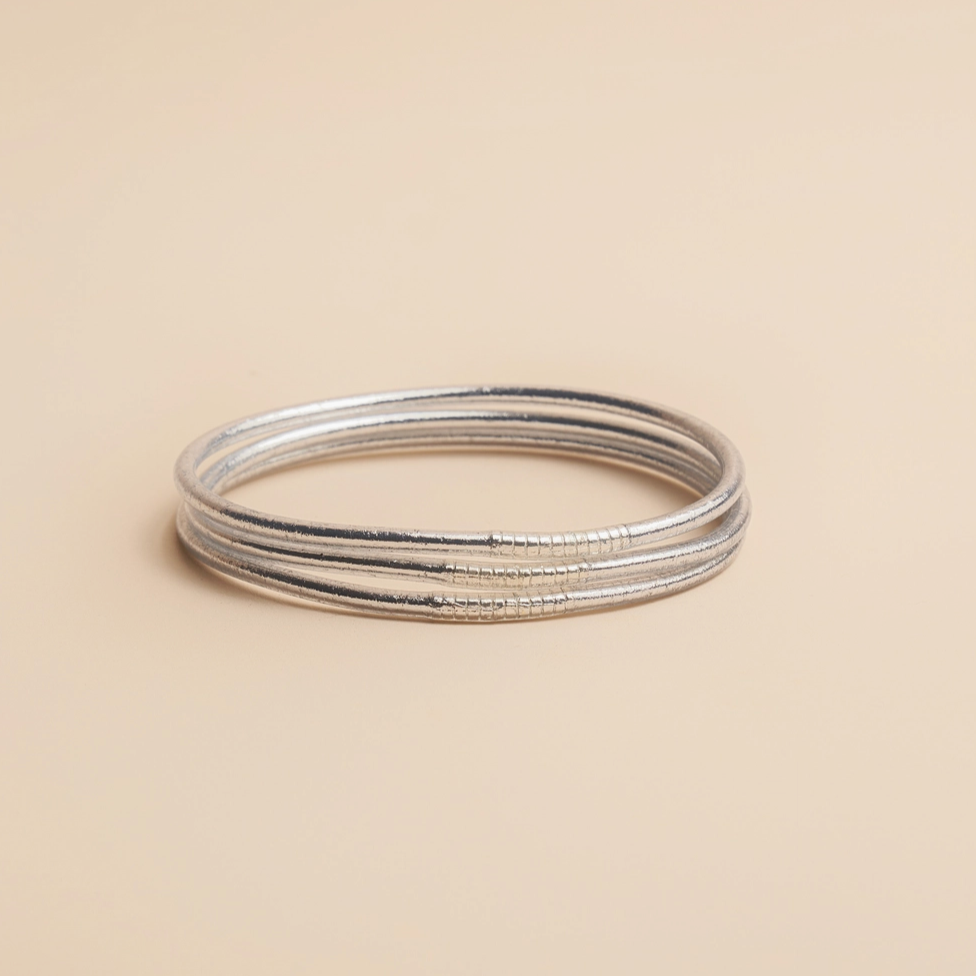 Thin Mantra Silver Bangle