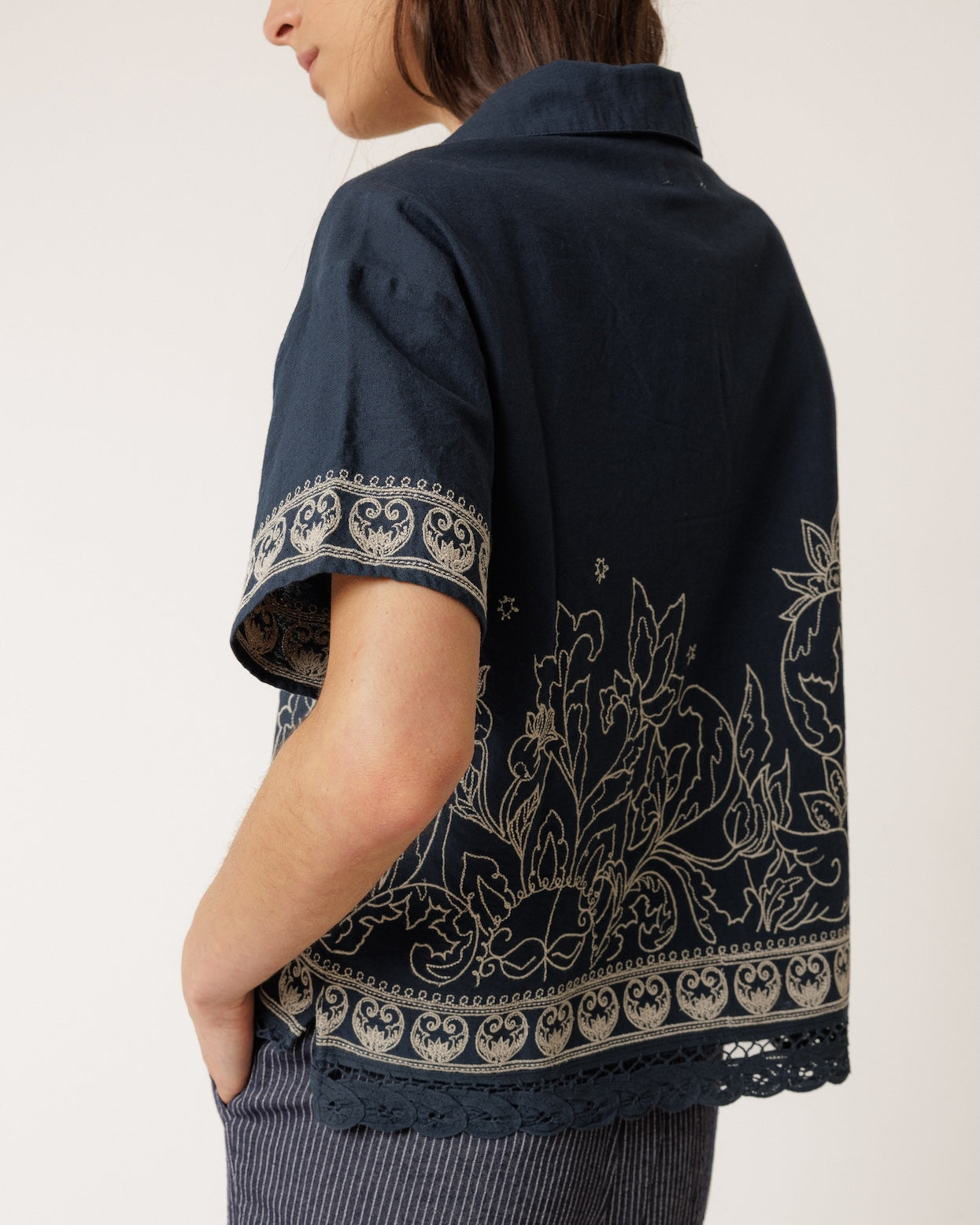 Indi Half Sleeve Embroidered Shirt