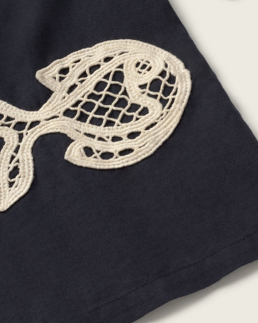 Navy Fish Patch Ane Blouse