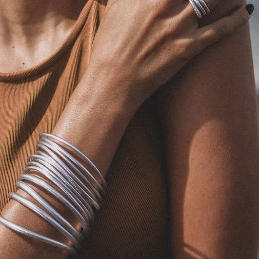 Mantra Silver Bangle