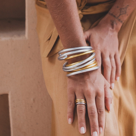 Mantra Silver Bangle