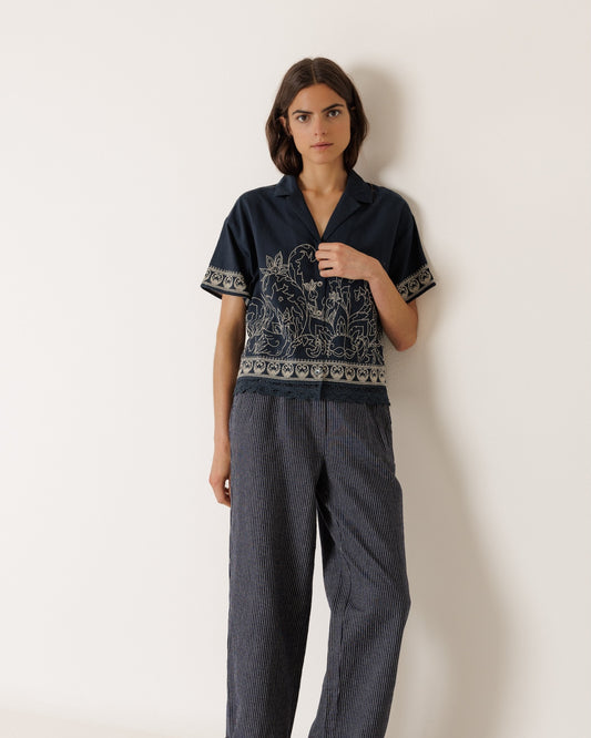 Indi Half Sleeve Embroidered Shirt