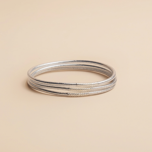 Thin Mantra Silver Bangle