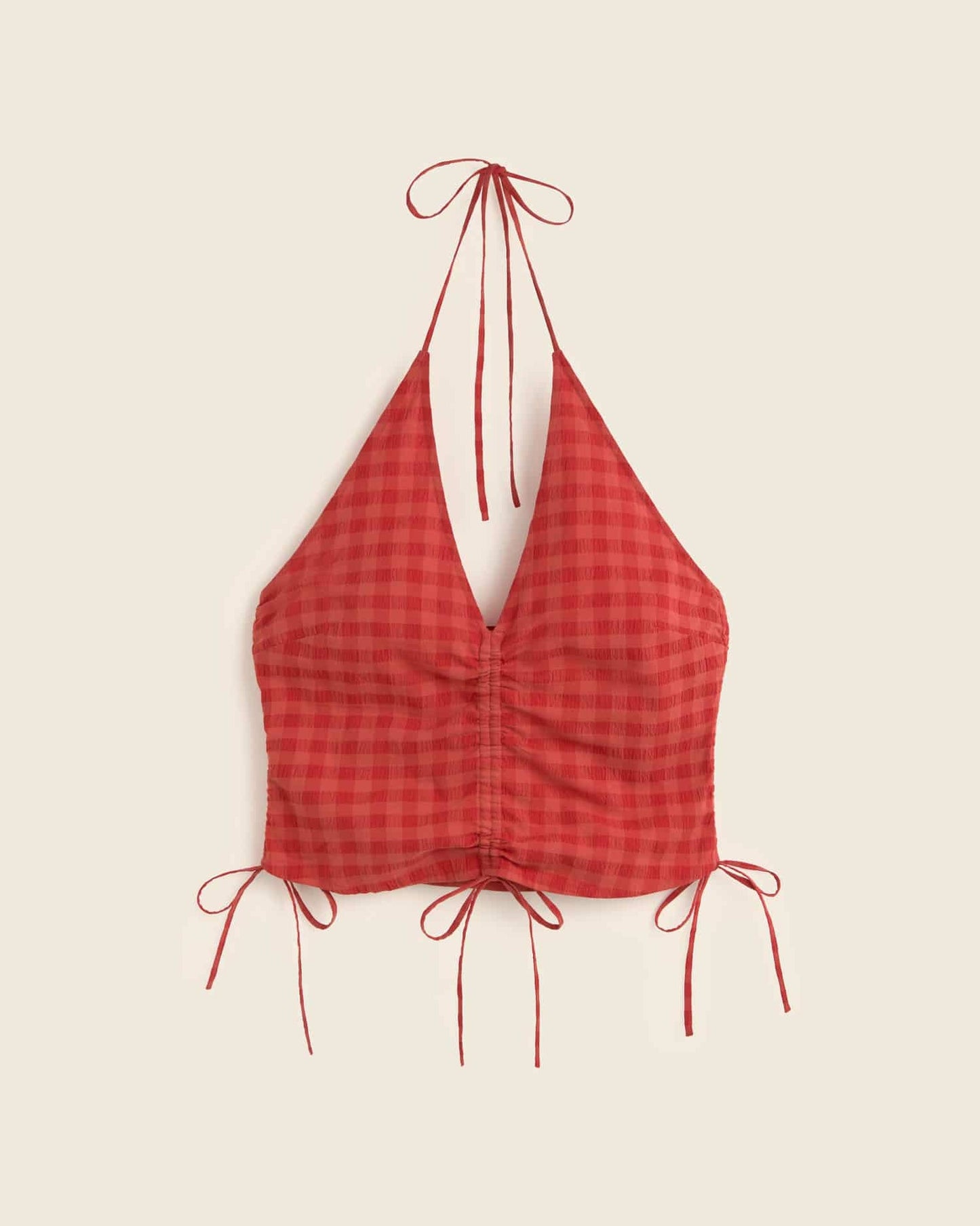 Red Checks Seersucker Hiba Top
