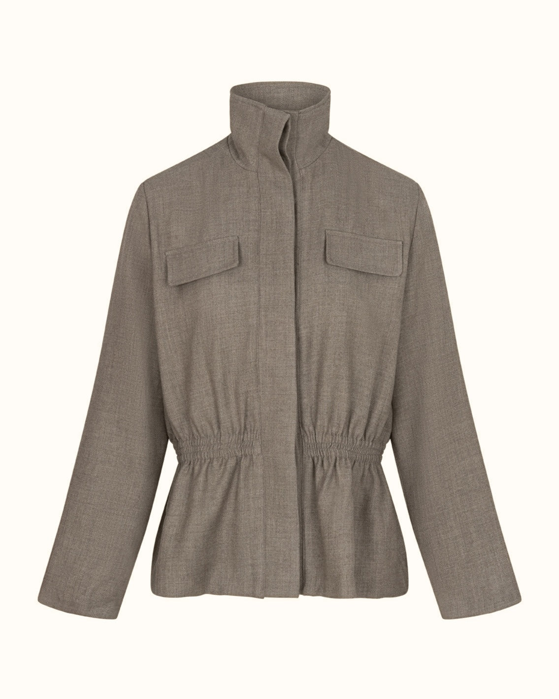 057 Clend Standing Collar Waisted Jacket