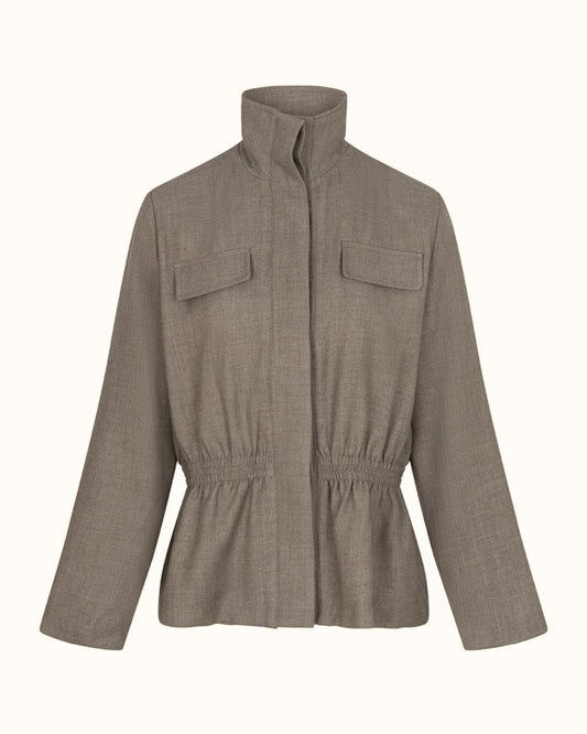 057 Clend Standing Collar Waisted Jacket