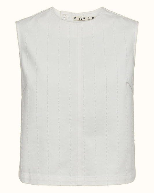 Ivy Heaven Cross Back Top Pinstripe Needle Punch