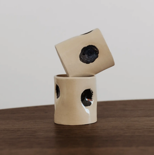 Ceramic Coffee Mug - Light Stone & Black