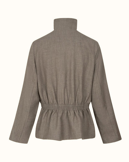 057 Clend Standing Collar Waisted Jacket