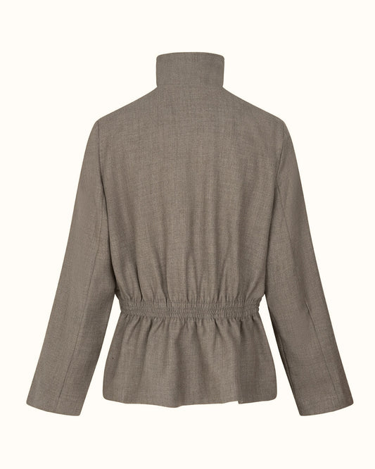 057 Clend Standing Collar Waisted Jacket