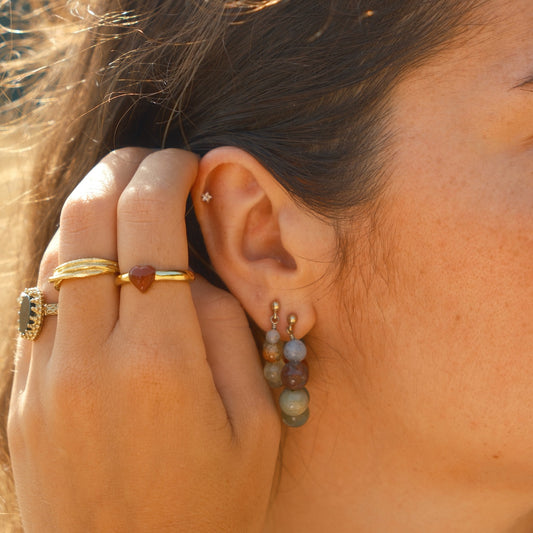 Small Green Stone Dot Earring