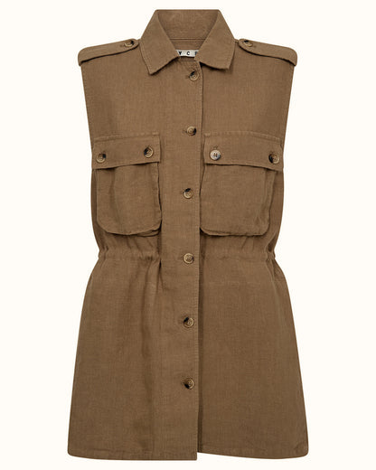 Ivy Violet Linen Sleeveless Jacket